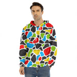 Colorful Cow Print Men's Velvet Pullover Hoodie