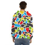 Colorful Cow Print Men's Velvet Pullover Hoodie