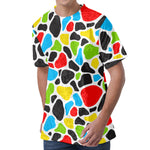 Colorful Cow Print Men's Velvet T-Shirt
