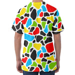 Colorful Cow Print Men's Velvet T-Shirt
