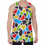 Colorful Cow Print Men's Velvet Tank Top
