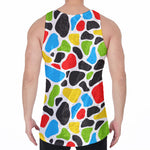 Colorful Cow Print Men's Velvet Tank Top