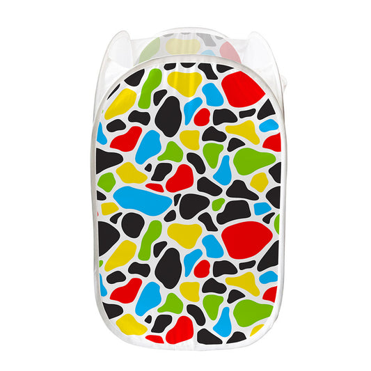 Colorful Cow Print Mesh Laundry Hamper