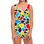 Colorful Cow Print One Piece Swimsuit
