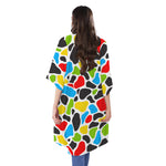 Colorful Cow Print Open Front Beach Cover Up