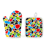 Colorful Cow Print Oven Mitt And Pot Holder Set