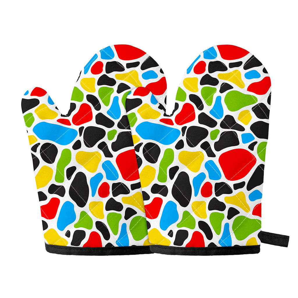 Colorful Cow Print Oven Mitts