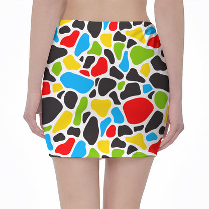 Colorful Cow Print Pencil Mini Skirt