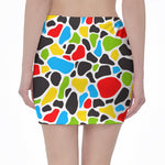 Colorful Cow Print Pencil Mini Skirt