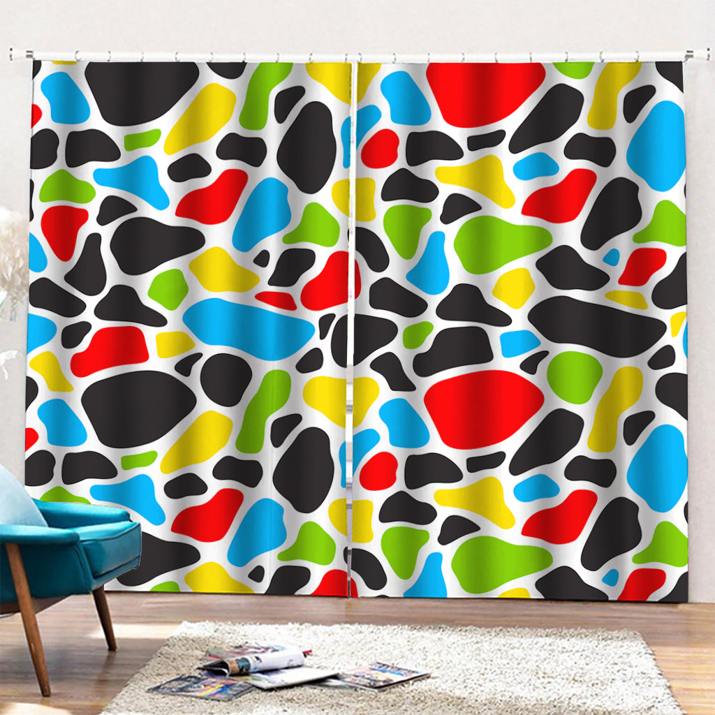 Colorful Cow Print Pencil Pleat Curtains
