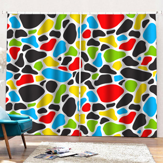 Colorful Cow Print Pencil Pleat Curtains