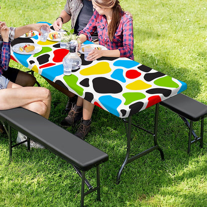Colorful Cow Print Picnic Table Cover