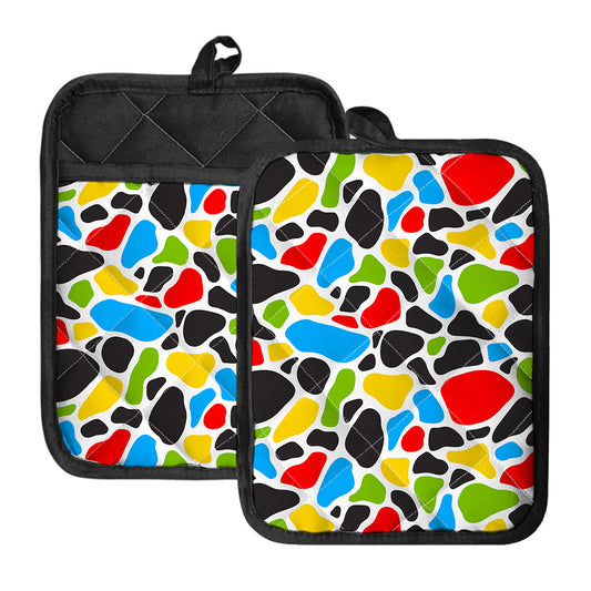 Colorful Cow Print Pot Holders With Pocket