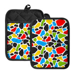 Colorful Cow Print Pot Holders With Pocket