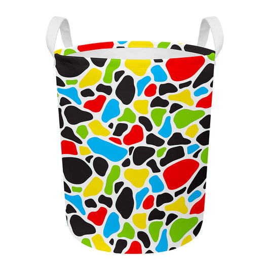 Colorful Cow Print Round Laundry Basket