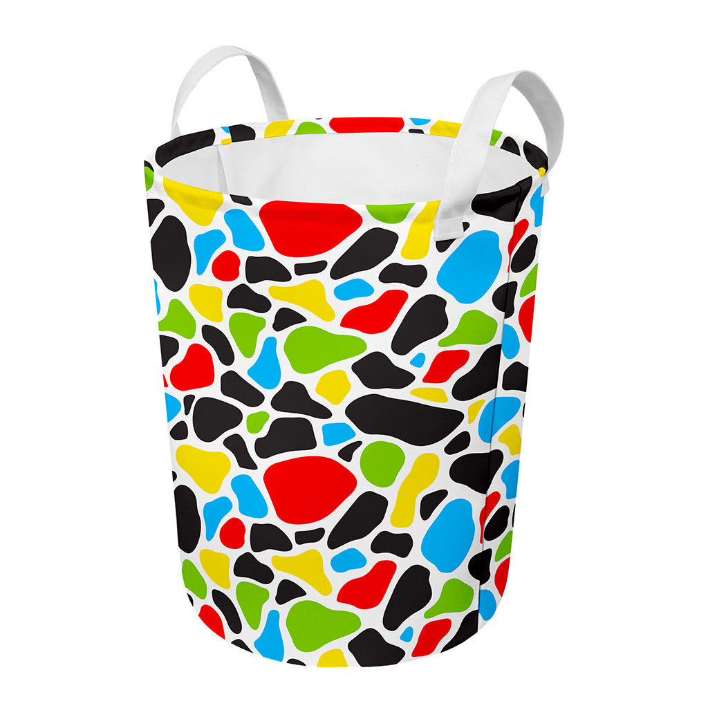 Colorful Cow Print Round Laundry Basket
