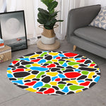 Colorful Cow Print Round Rug