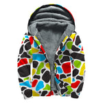 Colorful Cow Print Sherpa Lined Zip Up Hoodie