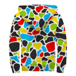 Colorful Cow Print Sherpa Lined Zip Up Hoodie