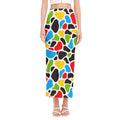 Colorful Cow Print Side Slit Maxi Skirt