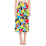 Colorful Cow Print Side Slit Midi Skirt
