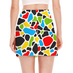 Colorful Cow Print Side Slit Mini Skirt