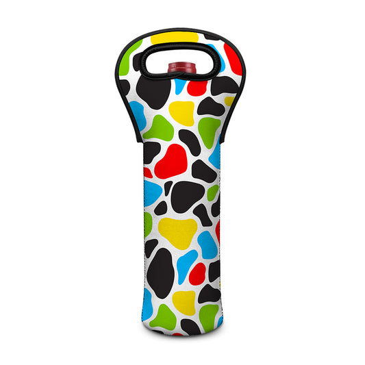 Colorful Cow Print Single Neoprene Wine Tote