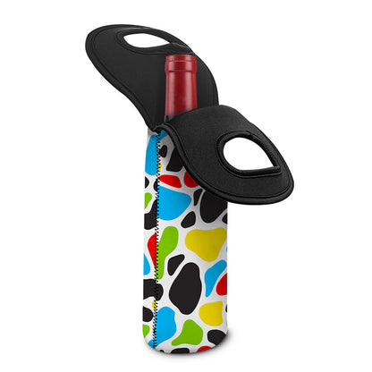 Colorful Cow Print Single Neoprene Wine Tote