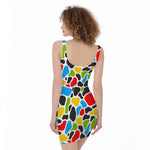 Colorful Cow Print Sleeveless Bodycon Dress