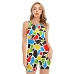 Colorful Cow Print Sleeveless One Piece Swimsuit