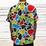 Colorful Cow Print Textured Short Sleeve Shirt