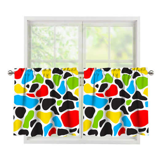 Colorful Cow Print Tier Curtains