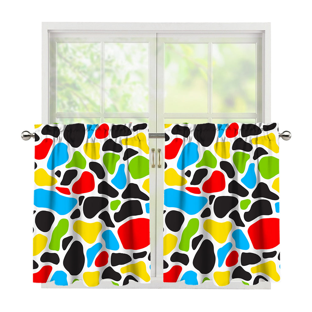 Colorful Cow Print Tier Curtains