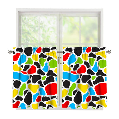 Colorful Cow Print Tier Curtains