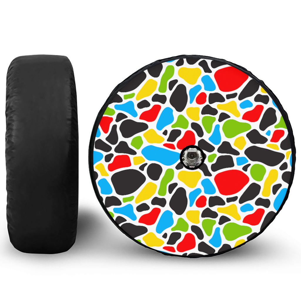 Colorful Cow Print Tire Cover With Camera Hole