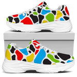 Colorful Cow Print White Chunky Shoes