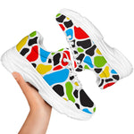 Colorful Cow Print White Chunky Shoes