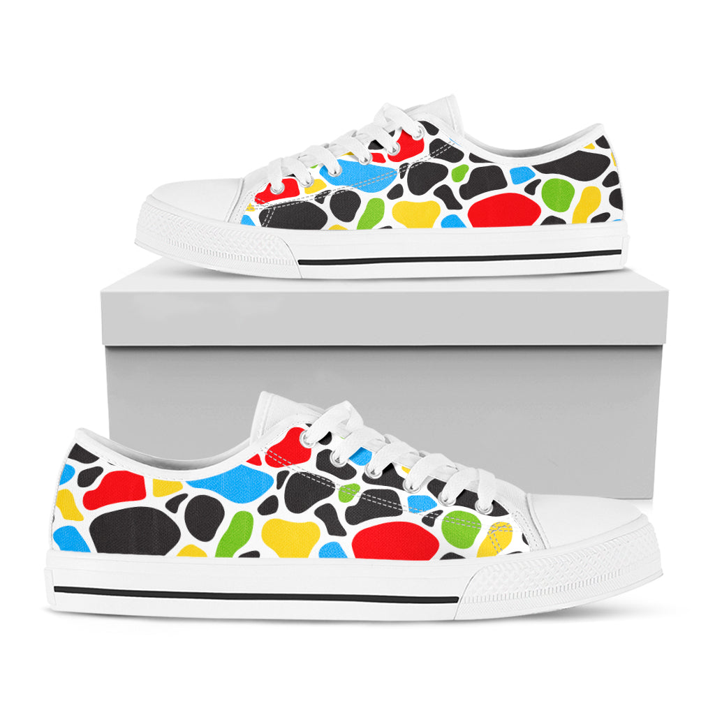 Colorful Cow Print White Low Top Sneakers