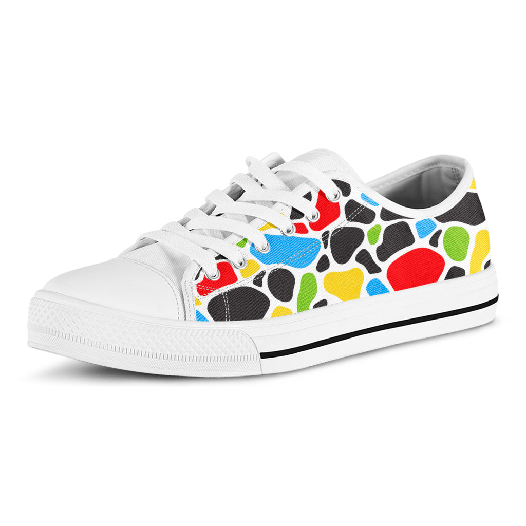 Colorful Cow Print White Low Top Sneakers