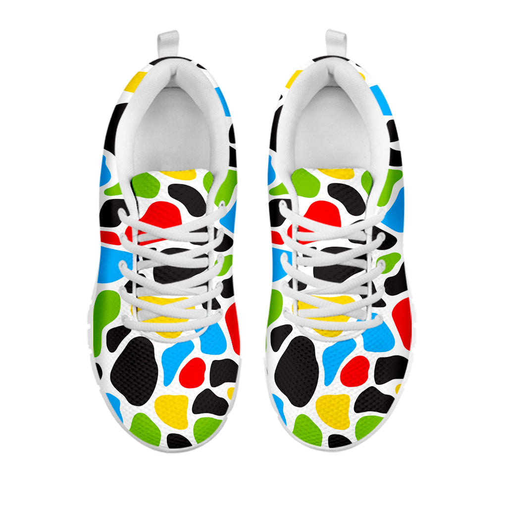 Colorful Cow Print White Running Shoes