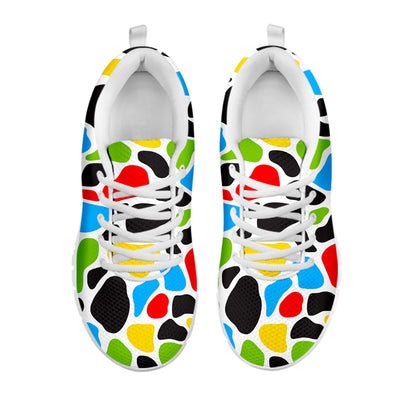 Colorful Cow Print White Running Shoes