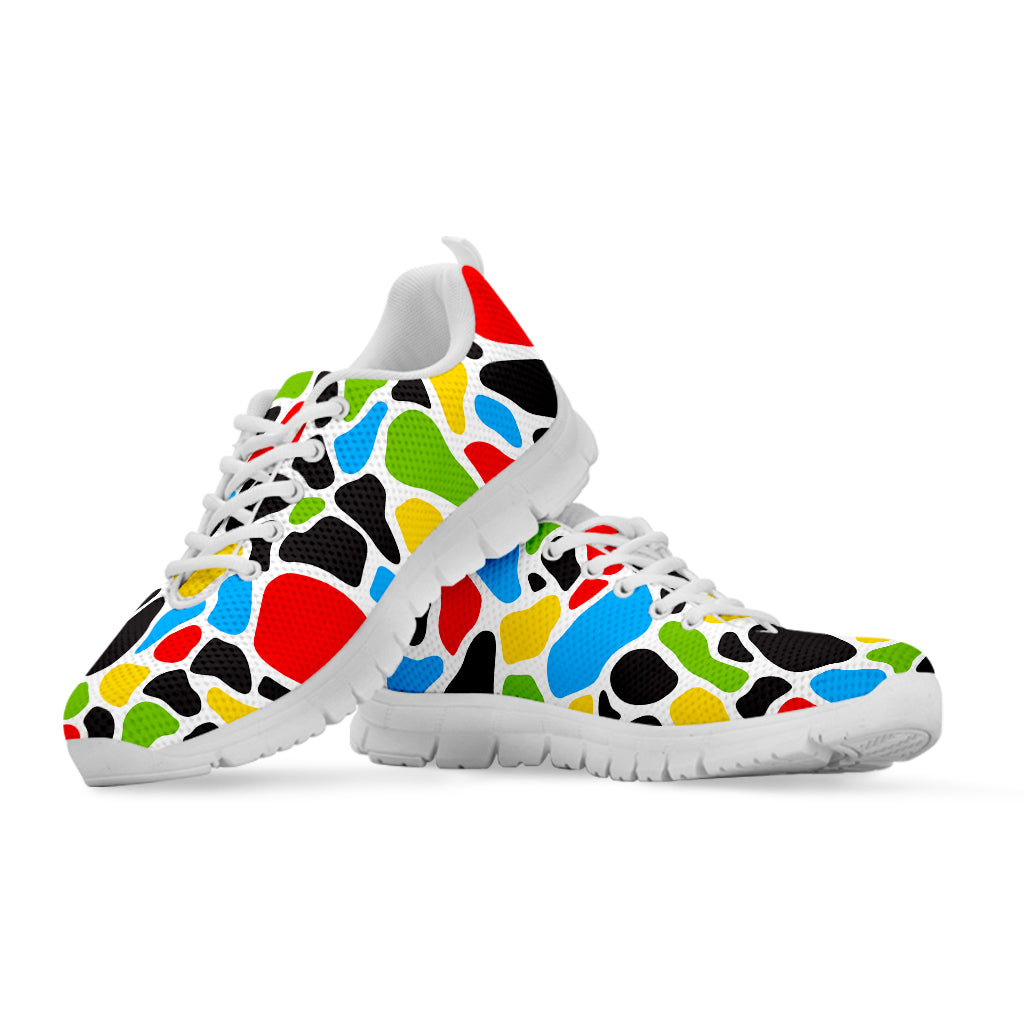 Colorful Cow Print White Running Shoes