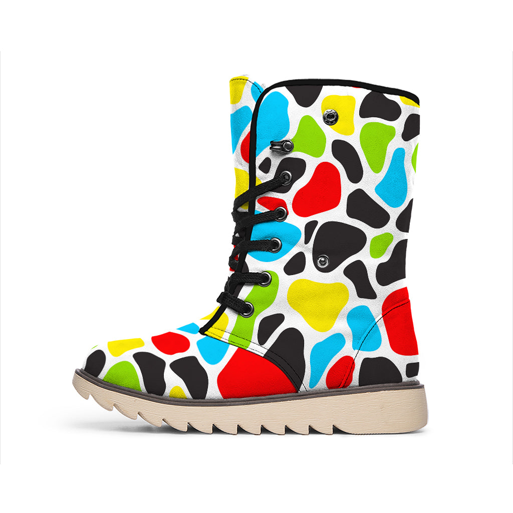 Colorful Cow Print Winter Boots