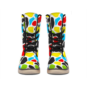 Colorful Cow Print Winter Boots