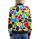 Colorful Cow Print Women's Bomber Jacket