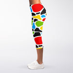 Colorful Cow Print Women's Capri Leggings