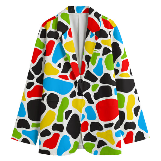 Colorful Cow Print Women's Cotton Blazer