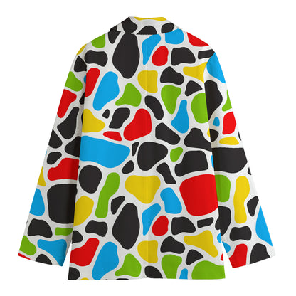 Colorful Cow Print Women's Cotton Blazer