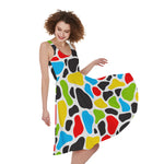 Colorful Cow Print Women's Sleeveless Dress