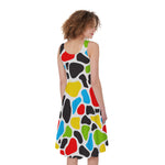 Colorful Cow Print Women's Sleeveless Dress